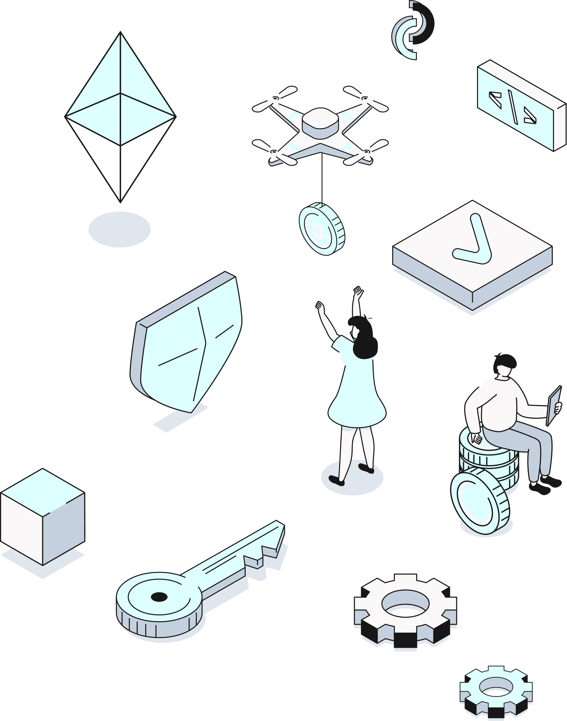 Data Lake Chain and Token graphic homepage graphics full 3x